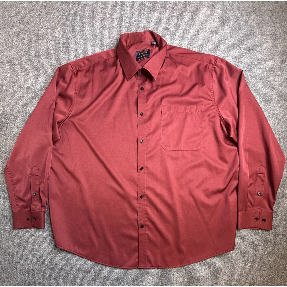 Flex Men's Luxury Collection Designed‎ in Italy Long Sleeve Red Shirt 3XL